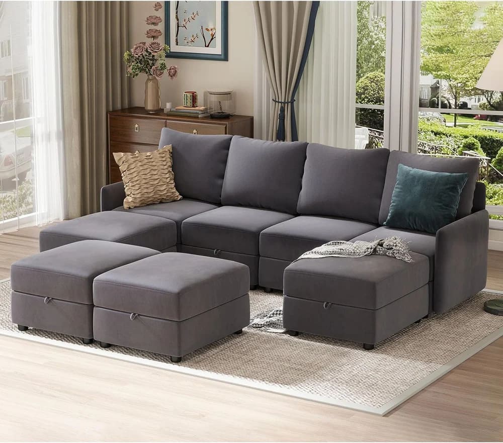 Comhoma sectional sofa grey small apartment budget modular