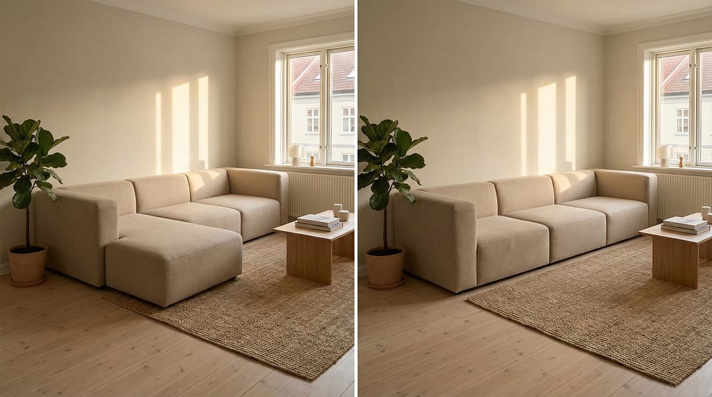 modular sectional sofa small apartment layout ideas L-shape configuration